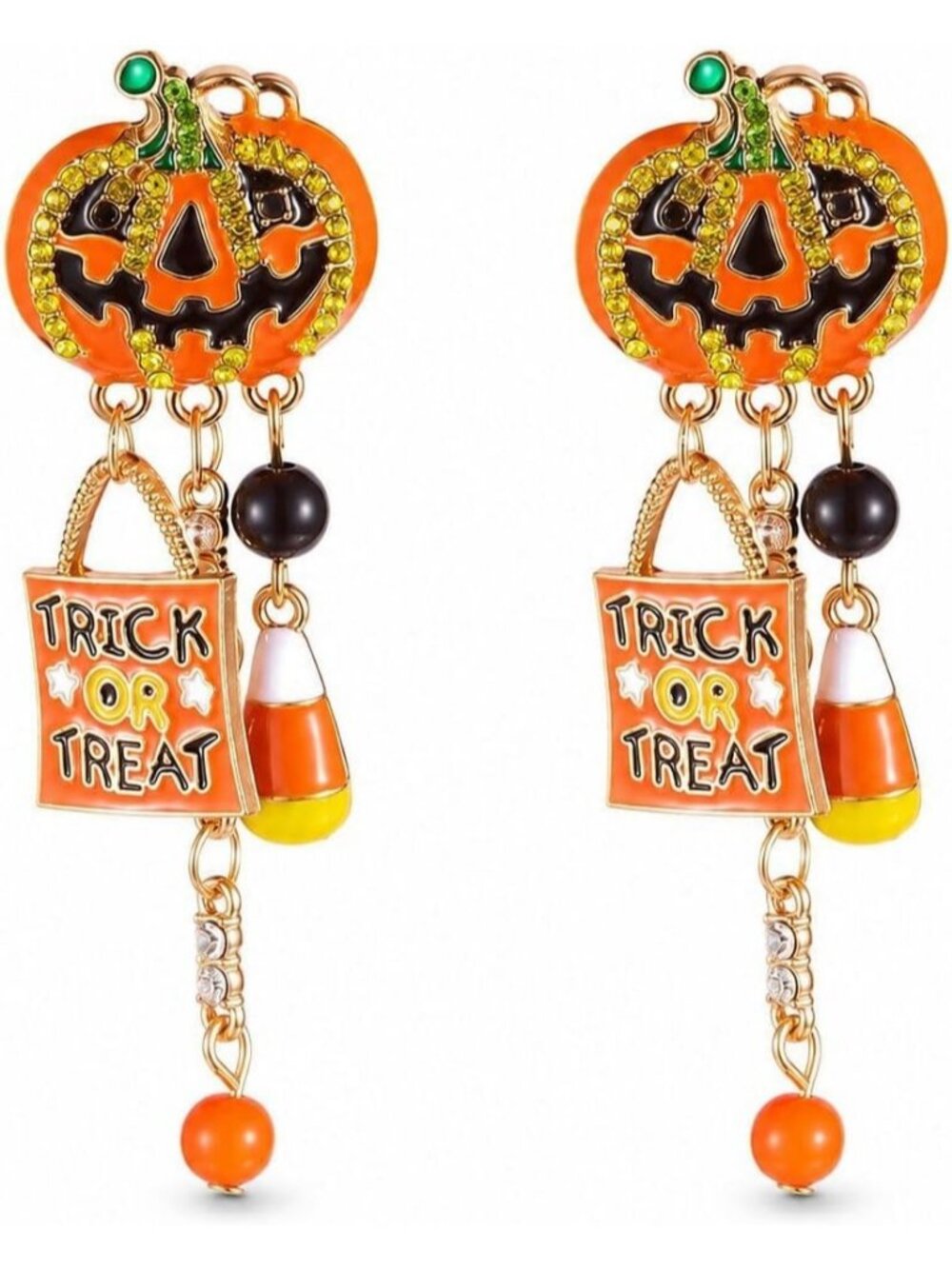 Women's Orange Trick Or Treat Pumpkin Halloween Costume Earring Dress Up Jewelry